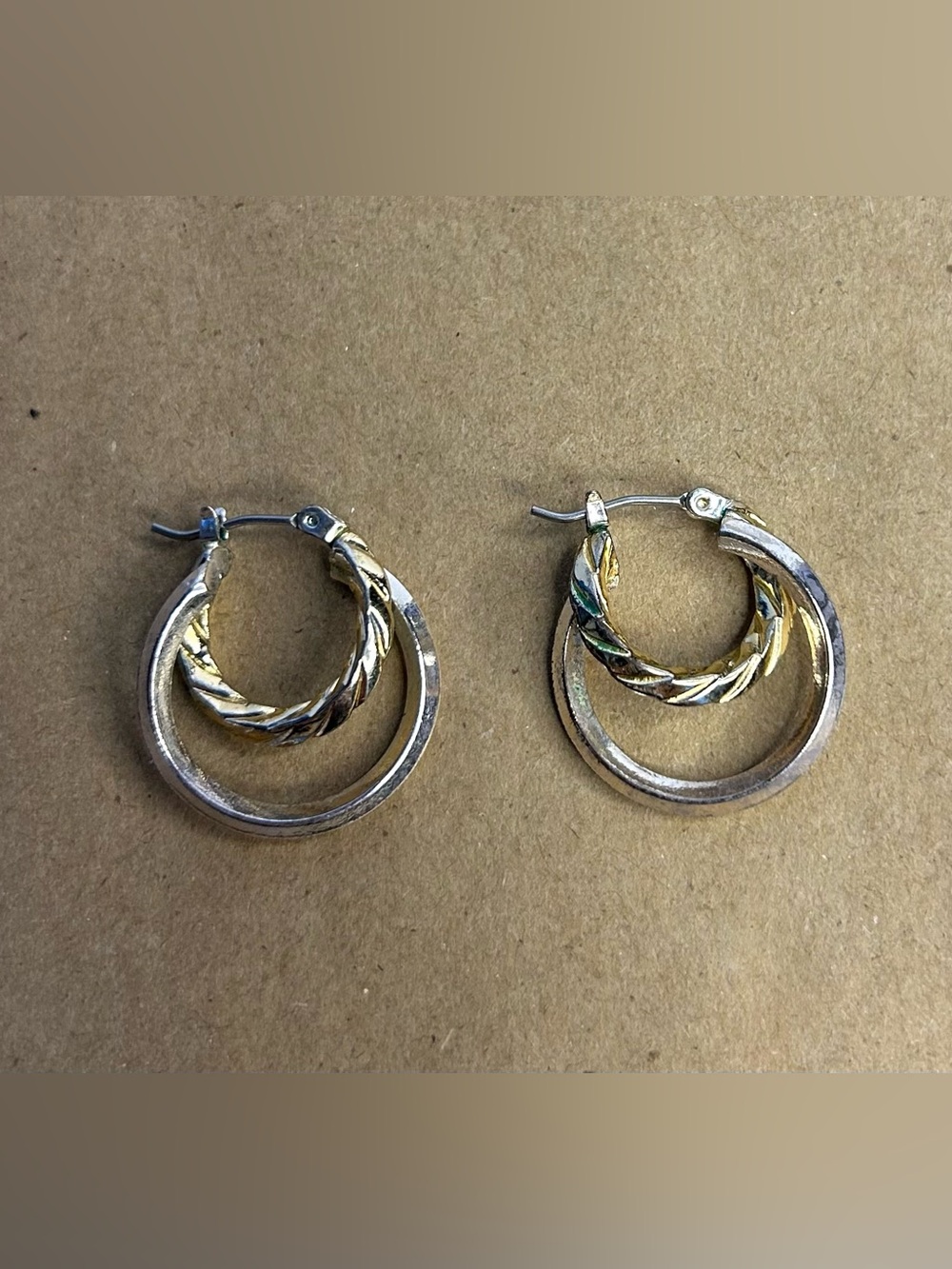 Silver & Gold Toned Hoop Earrings